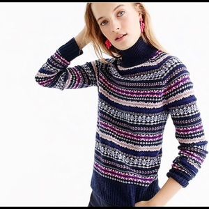 J. Crew Multicolor Striped Turtleneck Sweater
